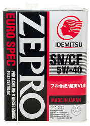 Синтетическое всесезоное моторное масло Idemitsu Zepro Euro SPEC 5W-40,  SN/CF